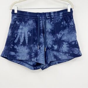 Athleta Farallon Blue Tie Dye Shorts Size S Drawstring Run Around Lounge